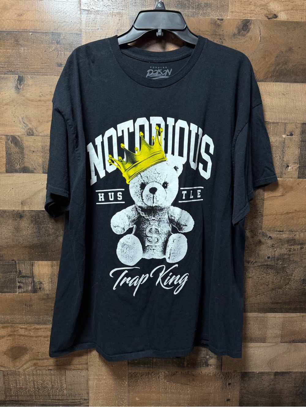 Popular Poison Notorious Hustle Trap King Teddy Bear T-Shirt Men 2XL Black